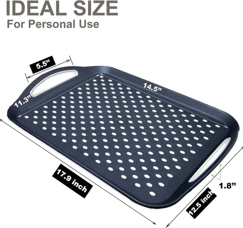 Miniatura 3 de Gran bandeja de servir antideslizante con asas, bandejas de comida para piernas con agarre de silicona para comer, aptas para lavavajillas