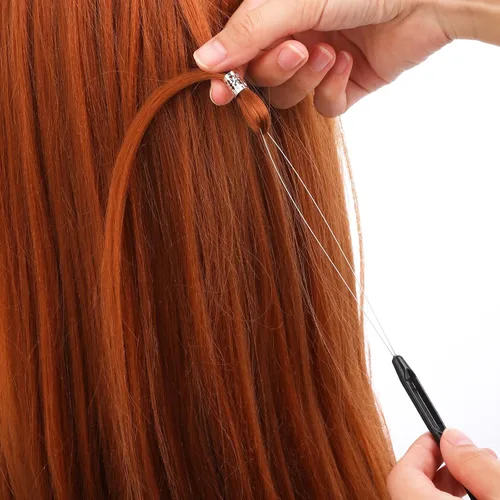 Miniatura 6 de WLLHYF 10 piezas de extensión de cabello, enhebrador de aguja, gancho de tracción, herramientas de extensión de cabello, micro anillos, nano
