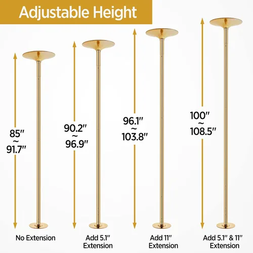 Miniatura 5 de Yaheetech - Tubo de baile profesional giratorio estático, tubo de baile portátil extraíble de 45 mm, kit de tubo de baile para ejercicio, club