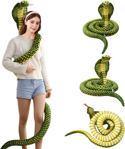 Miniatura 11 de ELAINREN Almohada Rellena de Cobra Marrón Ultra-Suave Gran Serpiente Realista Juguete de Peluche Cuddle Muñeca de Peluche de Pitón Realista