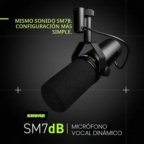 Miniatura 3 de Shure SM7dB - Micrófono vocal dinámico con preamplificador integrado, micrófono de estudio para transmisión, podcasting y grabación, sonido suave