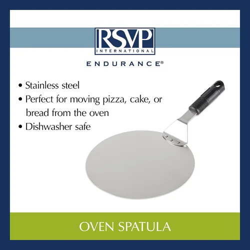 Miniatura 7 de RSVP International Endurance Pizza Tool Collection - Espátula para horno, acero inoxidable de 10 pulgadas de diámetro, mango en ángulo de silicona