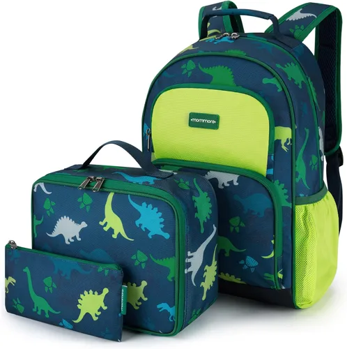 Mommore - Juego de mochila para niños, mochila escolar ligera para niños, bolsa de libros primaria para estudiantes con correa para el pecho, 3