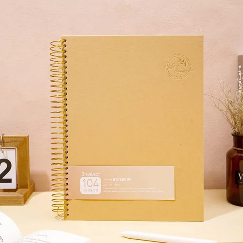 Miniatura 8 de Cuaderno de espiral grande de 8.5 x 11 con 3 divisiones, cuaderno de espiral de tapa dura para tomar notas, 120 hojas, cuaderno cuadriculado