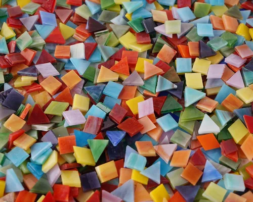 Miniatura 2 de Lanyani 1600 piezas/2.2 libras de azulejos de mosaico de vidrio mixto vibrante para manualidades, piezas de vitrales de catedral, colores y formas