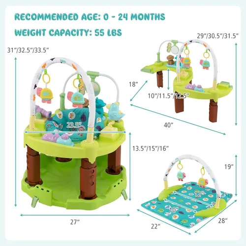 Miniatura 6 de BABY JOY Centro de actividades para bebé Bouncer, centro de actividades y mesa 3 en 1 Tapete de juego para bebés, platillo de actividad de rebote