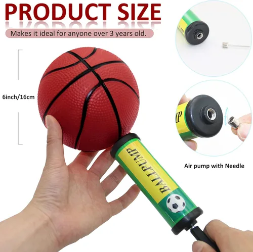 Miniatura 2 de Oleitodh Juego de 40 mini pelotas de baloncesto inflables de 6 pulgadas, juego de baloncesto pequeño de PVC para juegos de aro de puerta, regalos