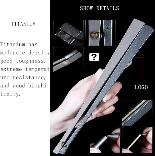 Miniatura 4 de Ventilador plegable portátil de aleación de titanio EDC, ventilador de mano, ventilador de metal de Tai Chi Kung Fu, adecuado para decoraciones