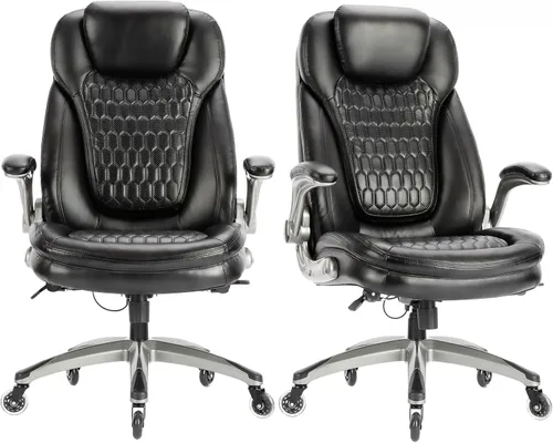 Miniatura 21 de Silla de oficina ejecutiva, silla ergonómica de escritorio para computadora, silla de cuero con respaldo alto con brazos abatibles acolchados, silla