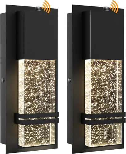 PARTPHONER Luminaria LED de Exterior con Sensor Crepuscular, Apliques de Pared Exteriores, Luz de Porche, Paquete de 2, Luces de Pared Exteriores