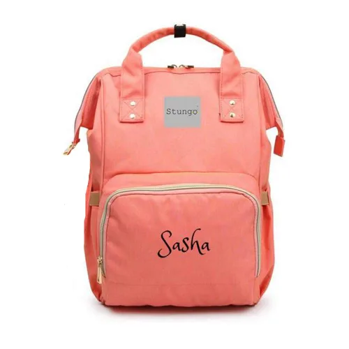 Miniatura 6 de Bolsa de pañales grande personalizada, bolsa de mano, mochila - Monograma personalizado bordado para bebé/bolsa de bebé (negro)