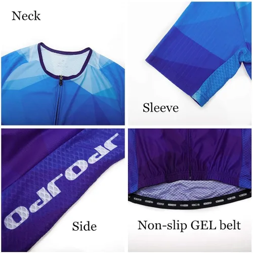 Miniatura 4 de JPOJPO Maillot de ciclismo para hombre, camisetas de ciclismo S-3XL, poliéster, cremallera reflectante, 4 bolsillos