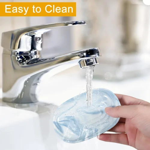 Miniatura 7 de Jabonera de cerámica hecha a mano, jabonera decorativa con texturas únicas de mármol, soporte antideslizante para barra de jabón para baño y cocina