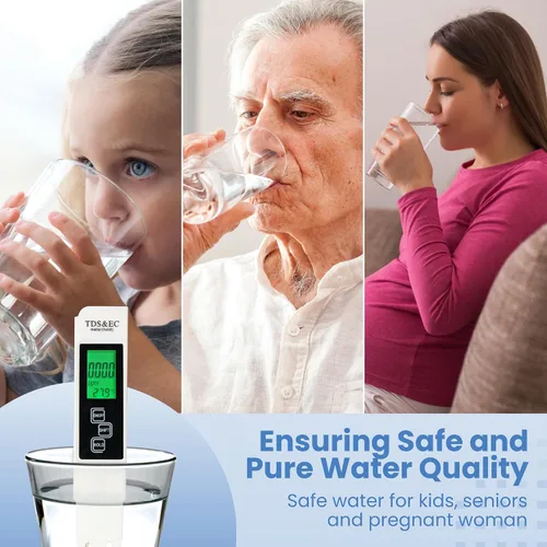 Miniatura 8 de Todo-nuevo medidor de agua digital TDS 2026 – Medidor 4 en 1 preciso y confiable de TDS, EC y temperatura (°C, °F) 0-9990 ppm, ideal para agua