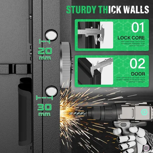 Miniatura 8 de Pataku Caja fuerte para armas 14-16 para rifles y pistolas, cerradura digital con teclado en pistola grande segura para rifles y escopetas, gabinete
