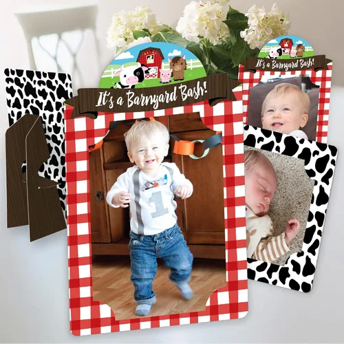 Big Dot of Happiness Farm Animals - Portarretratos de 4 x 6 pulgadas, para baby shower o fiesta de cumpleaños, portarretratos de papel, juego de 12