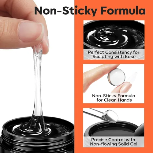 Miniatura 2 de Modelones Kit de Gel Esculpido 3D, Gel Constructor Sólido Transparente para Arte de Uñas y Extensiones, Gel Duro para Uñas, No Pegajoso para Polvo