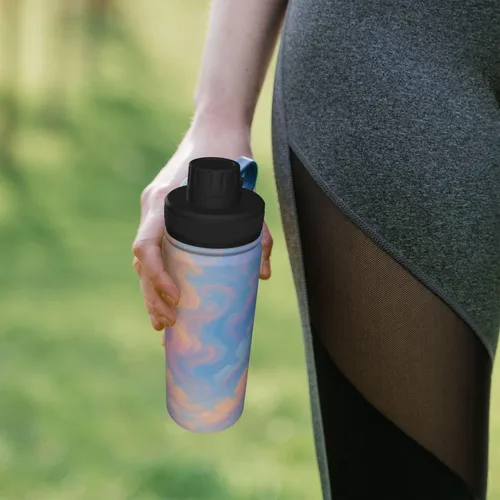 Miniatura 7 de Colorful Clouds Printed Insulated Water Bottle, 18oz Stainless Steel Funny Travel Mug, Leakproof Hot & Cold for Sports, Gym, Hiking