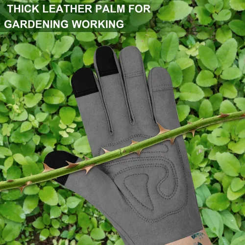 Miniatura 3 de Guantes largos de jardinería para mujer, guantes de cuero a prueba de espinas, guantes de trabajo transpirables para mujeres, patio, exteriores