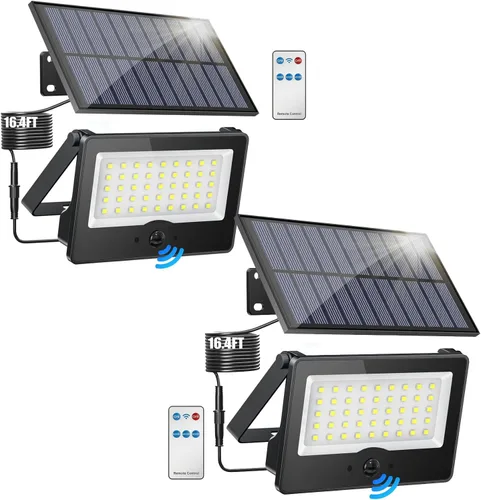 Miniatura 10 de Paquete de 6 luces LED solares de pared para exteriores, luces de seguridad con sensor de movimiento de 20 W con 3 modos de iluminación, luz de 6