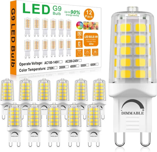 Miniatura 15 de BAOMING Bombilla LED G9 regulable de 4 W, equivalente a halógeno T4 G9 de 40 W, 2700 K blanco cálido suave, 120 V sin parpadeo, iluminación de araña