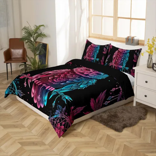 Miniatura 2 de Erosebridal - Juego de cama con diseño de búhos salvajes y animales salvajes para cama de matrimonio, tamaño doble, para niños y niñas, jóvenes