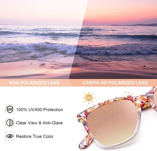 Miniatura 48 de Carfia Chic - Lentes de sol polarizados para mujer, protección UV400, marco de acetato pulido a mano