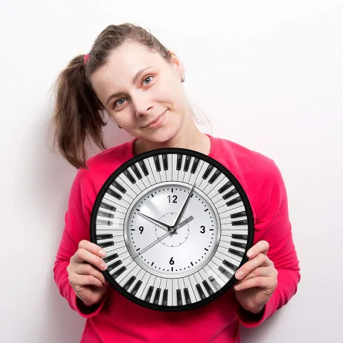Miniatura 8 de The Geeky Days Do Re Mi Piano - Reloj de pared con temática musical, teclas de piano, marco de metal, reloj de pared para músico, pianista, maestro