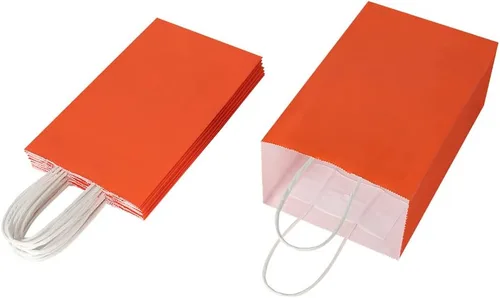 Miniatura 7 de Cada paquete de 100 bolsas pequeñas de papel kraft naranja y morado con asas a granel