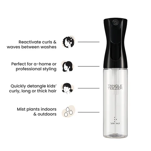 Miniatura 4 de Botella de pulverización de niebla fina continua TANGLE TEEZER, niebla continua para desenredar y peinar el cabello, Negro, 10,1 oz