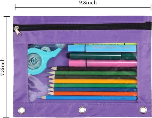 Miniatura 4 de YoeeJob Estuche para lápices para carpeta de 3 anillas, estuches con cremallera para lápices a granel, estuche para lápices con ventana transparente