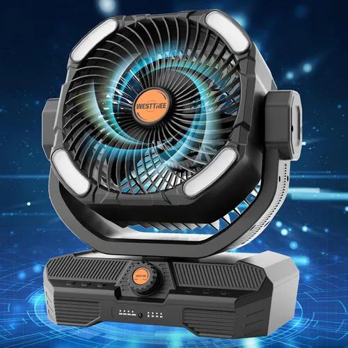 Miniatura 2 de WESTTREE - Ventilador de 45000 mAh, potente flujo de aire, funciona con pilas, ventilador de exterior para dormitorio, silencioso y oscilante