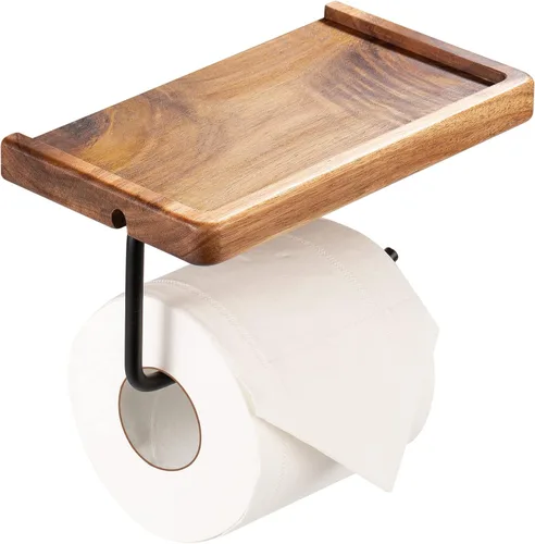 Yangbaga Soporte de papel higiénico con estante: almacenamiento de rollo de papel higiénico de baño con adhesivo y tornillo, accesorios de baño de