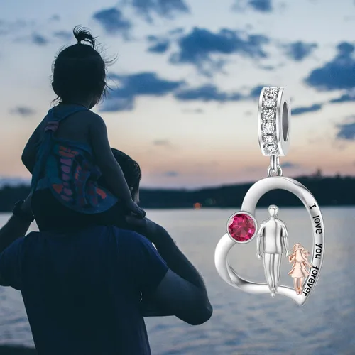 Miniatura 149 de PROESS Dije para padre, madre e hija, pulsera de plata de ley para pulseras, regalos de cumpleaños, día de San Valentín, para hija, madre, amante