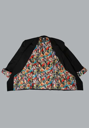 Miniatura 3 de DC Comics - Blazer de un botón para mujer con estampado vintage