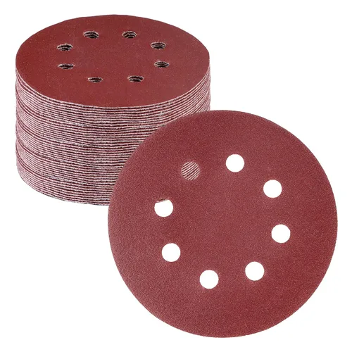 WORKPRO Juego de discos de lija de 50 piezas – Papel de lija de 8 agujeros de 5 pulgadas, 5 grados, incluye 60, 80, 120, 240, 320 granos para