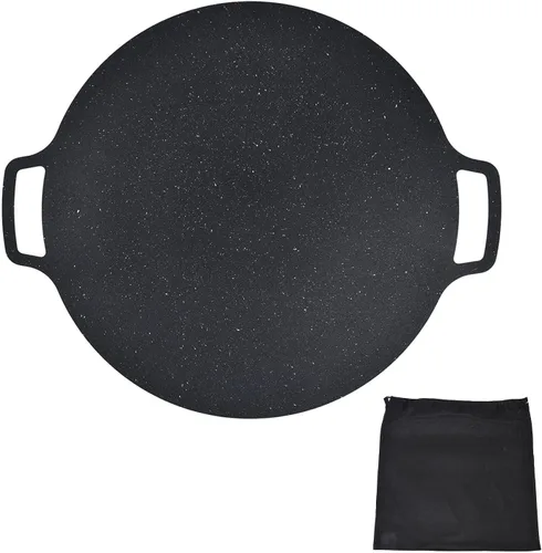 Miniatura 7 de Sartén para barbacoa, sartén coreana para barbacoa, bandeja redonda antiadherente de hierro fundido para panqueques de cerdo al aire libre (14.2 in)