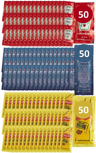 Miniatura 7 de Set de regalo: 25 paquetes de ketchup, 25 paquetes de mostaza y 25 paquetes de mayonesa - 75 paquetes de condimentos en total con clip y esparcidor