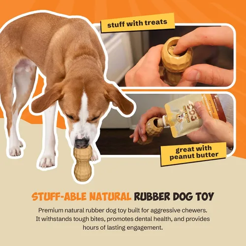 Miniatura 3 de Poochie Butter Juguete masticable duradero de mantequilla de maní para perros, juguetes masticables para masticadores agresivos, juguete de goma