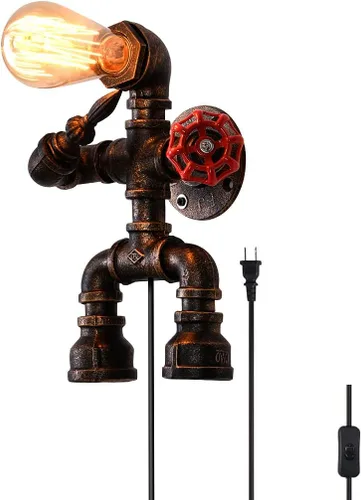 Miniatura 6 de Lámpara de pared industrial enchufable con base E26 Edison, estilo retro vintage, luces de pared con cable enchufable ajustable de 5.9 pies, aplique