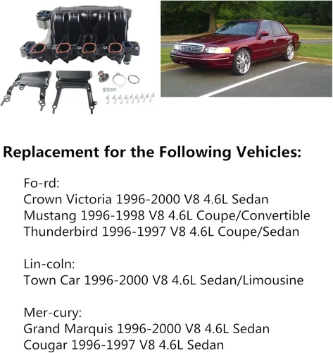Miniatura 2 de 615-178 Colector de admisión superior de repuesto para Ford Crown Victoria Thunderbird Mustang Lincoln Town Car Mercury Grand Marquis Cougar 4.6L V8