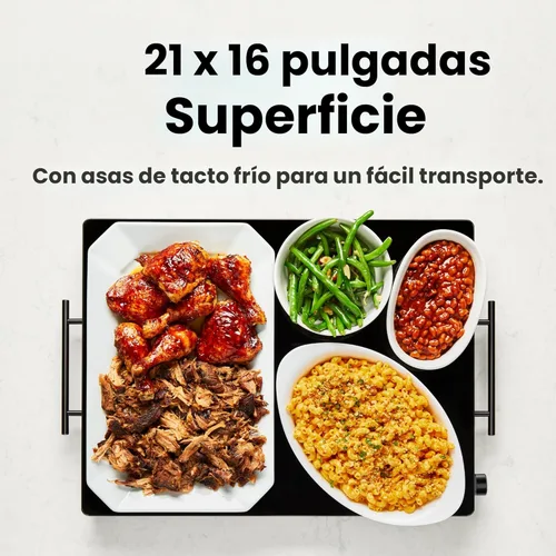 Miniatura 3 de Chefman Bandeja de calentamiento eléctrica con control de temperatura ajustable, perfecta para bufés, restaurantes, fiestas, eventos y cenas