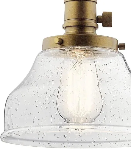 Miniatura 5 de Kichler Avery Bell - Mini lámpara colgante con vidrio sembrado transparente, luz colgante industrial individual en negro para isla de cocina, sala