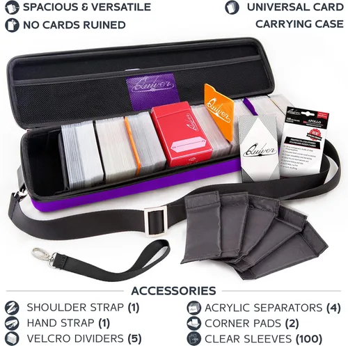 Miniatura 3 de Quiver Time Funda púrpura para transportar cartas Quiver - Caja de almacenamiento para mazos de cartas TCG, bolsa para cartas de juego MTG
