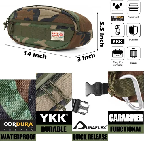 Miniatura 3 de Rough Enough - Riñonera cruzada para hombre, Camo, Riñonera de camuflaje militar