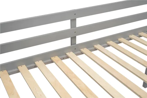 Miniatura 4 de Cama baja de tamaño individual con escalera convertible, se puede colocar a la izquierda o derecha, marco de cama de madera para dormitorio