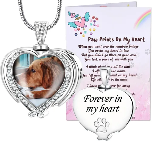 Miniatura 24 de Fanery Sue Collar personalizado para cenizas de mascotas para perros y gatos, foto y texto personalizados, regalo de condolencia, regalo de cremación