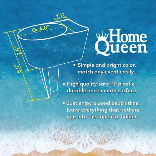 Miniatura 5 de Home Queen Portavasos de playa con bolsillo, soporte multifuncional para bebidas y lentes de sol, accesorio de playa, posavasos de arena, paquete