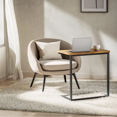 Miniatura 5 de Pipishell - Mesa auxiliar en forma de C de 27 pulgadas de alto, mesa lateral para sofá deslizable debajo, mesa de sofá en forma de C para sala