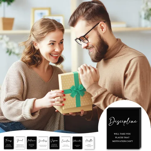 Miniatura 4 de Yulejo 9 mini letreros inspiradores de madera para oficina con definición positiva, estante de decoración de escritorio, regalo de alegría